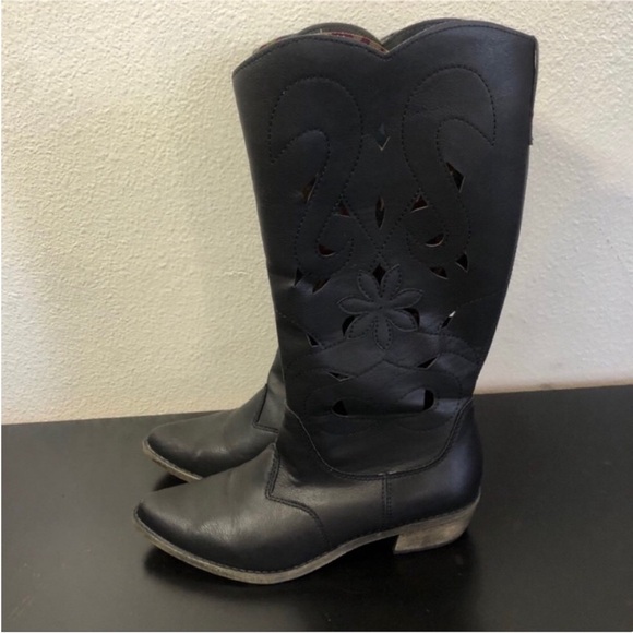 Rampage Black Faux Leather Tall Heeled Boots - Picture 6 of 16